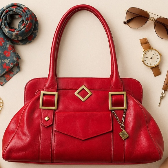 👜 Helen Welsh Red Leather Tote Shoulder Bag - Picture 12 of 12